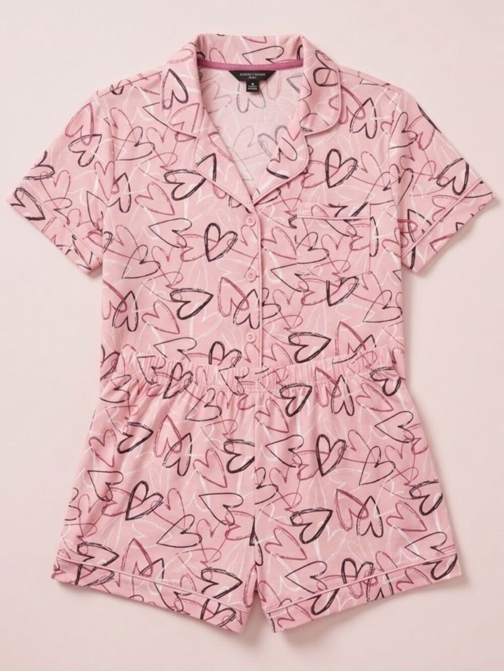 NWT Pink Scribble Heart Pajama Set
